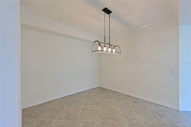 1020 Tidewater Shores Loop Unit 108, Bradenton, FL 34208 - unfurnished room with crown molding, a chandelier, and light tile patterned flooring