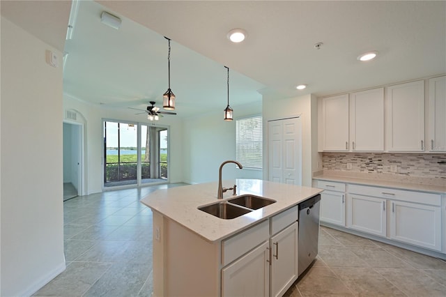 1020 Tidewater Shores Loop Unit 108, Bradenton, FL 34208 - kitchen featuring stainless steel dishwasher, ceiling fan, healthy amount of natural light, decorative backsplash, and recessed lighting