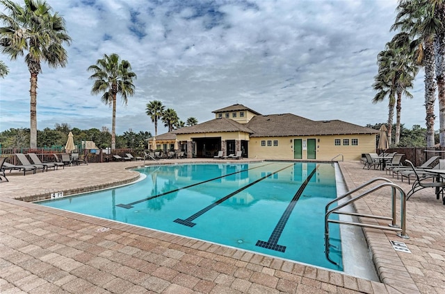 view of pool featuring a patio