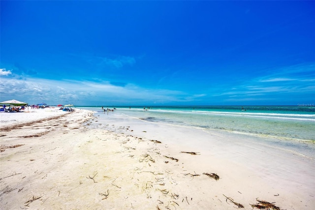 property view of water featuring a view of the beach