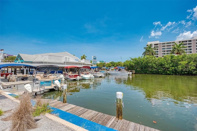 dock area featuring a water view