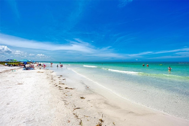 property view of water with a beach view