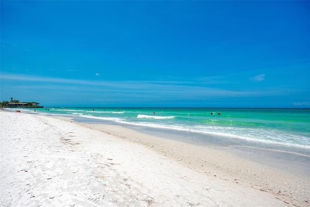 property view of water featuring a view of the beach