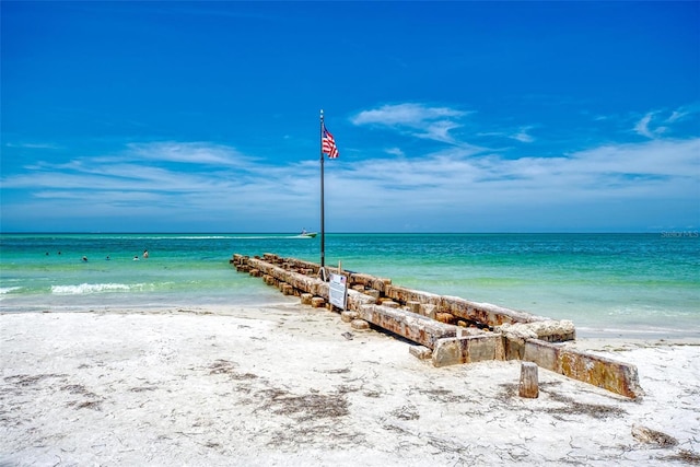 view of water feature featuring a beach view