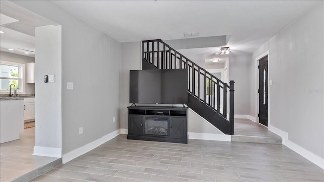 stairway with sink