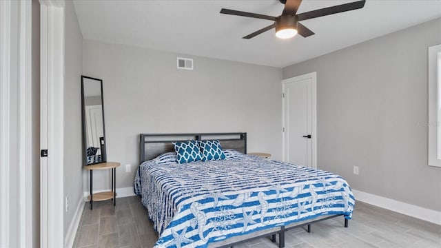 bedroom featuring ceiling fan