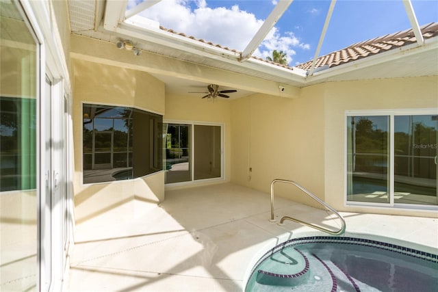 view of patio with ceiling fan