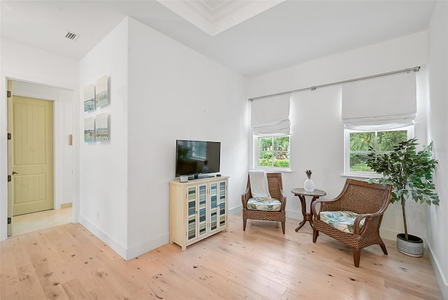 sitting room featuring light wood-type flooring