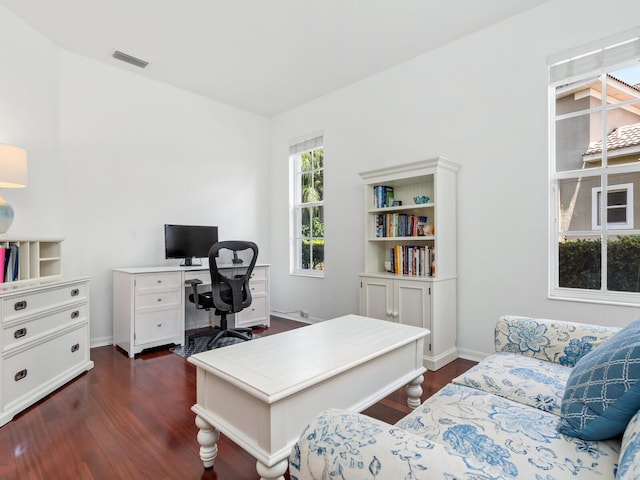 office featuring dark hardwood / wood-style flooring