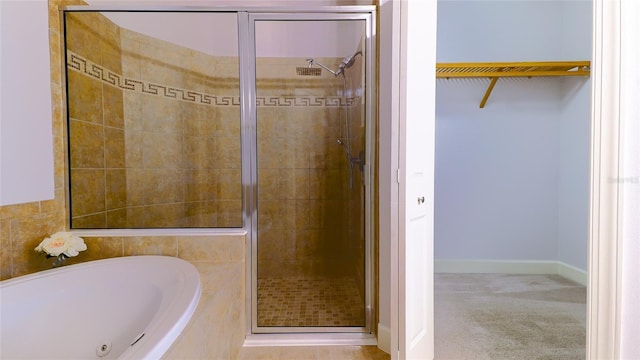 bathroom with plus walk in shower