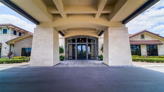 doorway to property with french doors