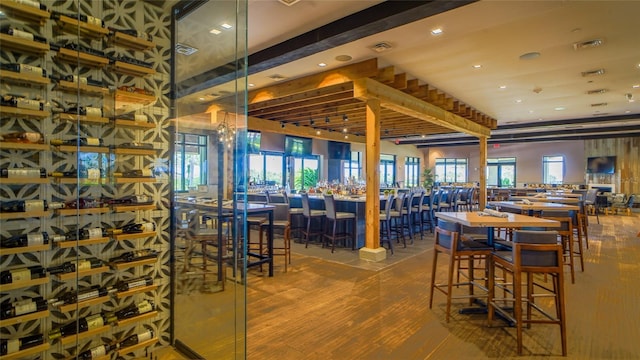 dining room with hardwood / wood-style flooring