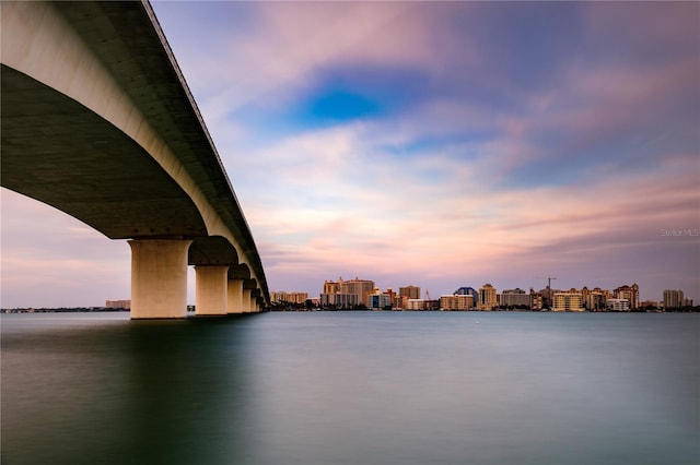 property view of water featuring a city view