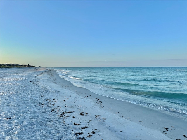 view of water feature featuring a beach view