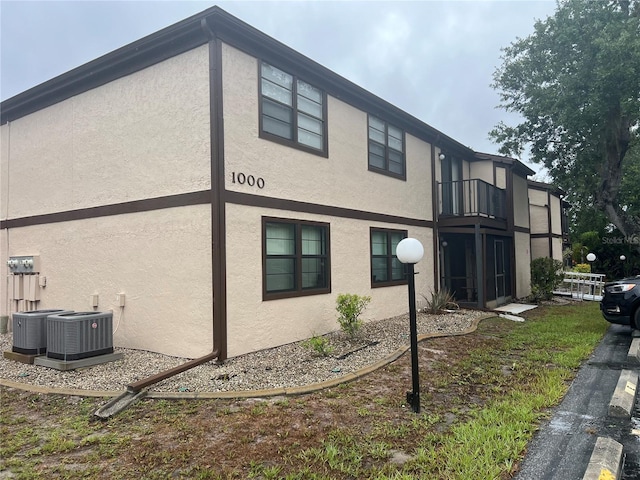 view of property exterior featuring central AC unit