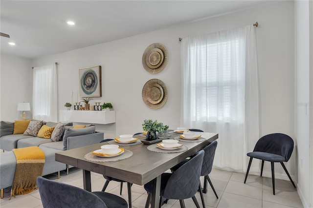 dining room with light tile patterned floors