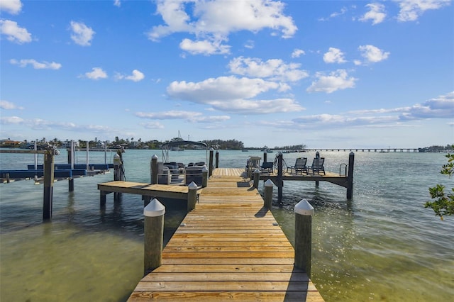 view of dock featuring a water view