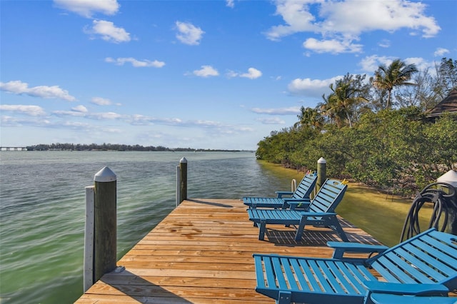 dock area featuring a water view