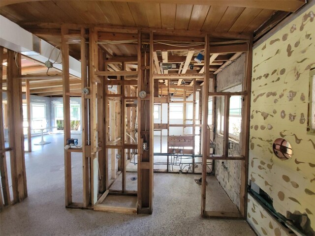 misc room with wooden ceiling