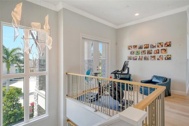 bedroom featuring hardwood / wood-style flooring and ornamental molding