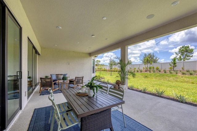 view of patio featuring an outdoor living space