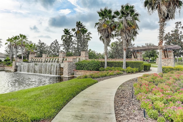 surrounding community with a pergola