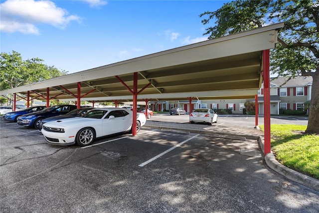 view of parking with a carport