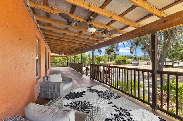 view of patio / terrace featuring ceiling fan