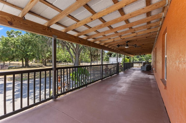 view of patio / terrace featuring ceiling fan