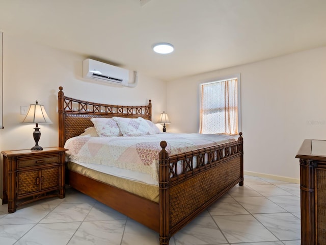 bedroom featuring a wall mounted AC