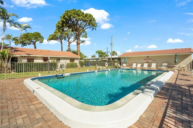 view of pool featuring a patio