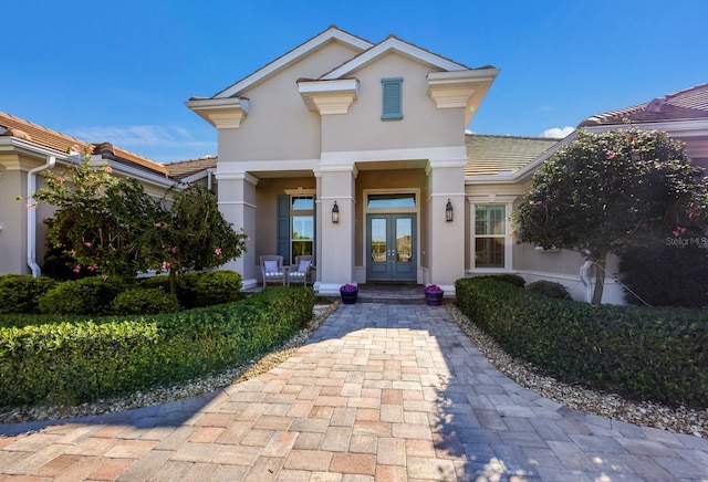 view of front facade with french doors