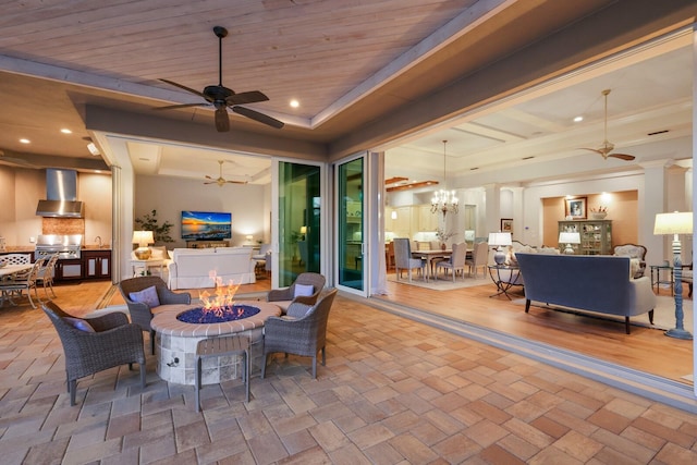 view of patio with a fire pit and grilling area