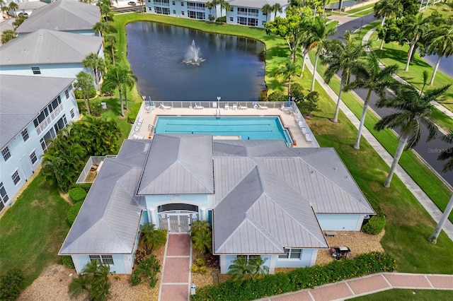 bird's eye view featuring a water view