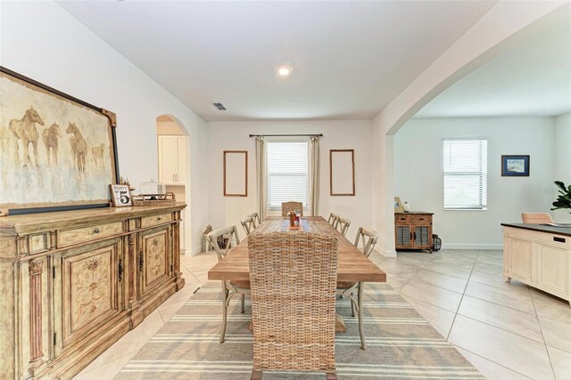 dining room with light tile patterned floors