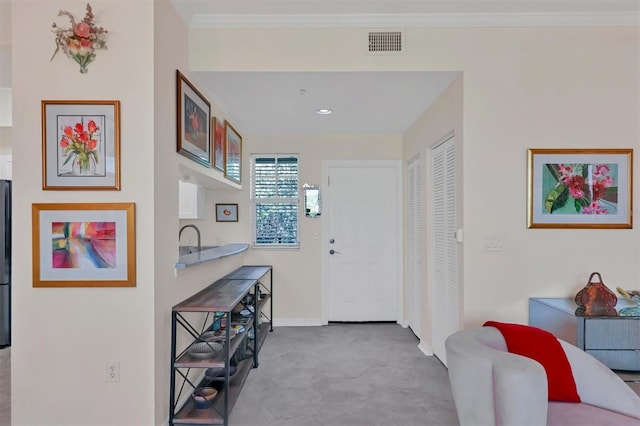 entryway with ornamental molding