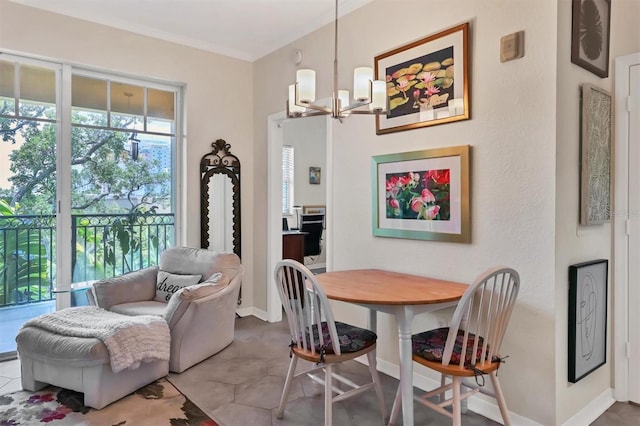 dining room featuring an inviting chandelier