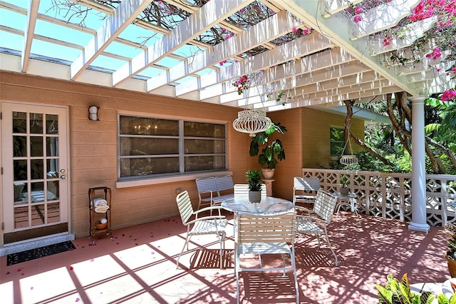 view of patio featuring a pergola