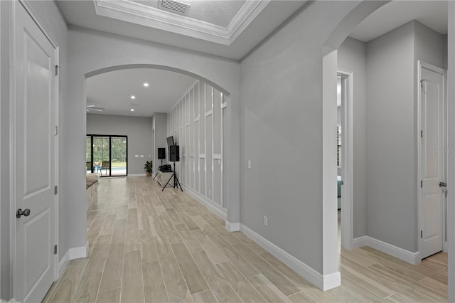 corridor featuring light hardwood / wood-style flooring