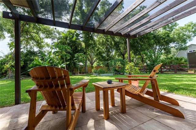 view of patio / terrace featuring a pergola