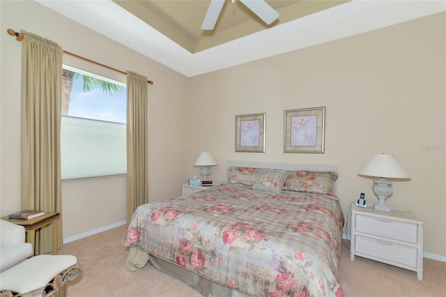 bedroom featuring carpet flooring and ceiling fan