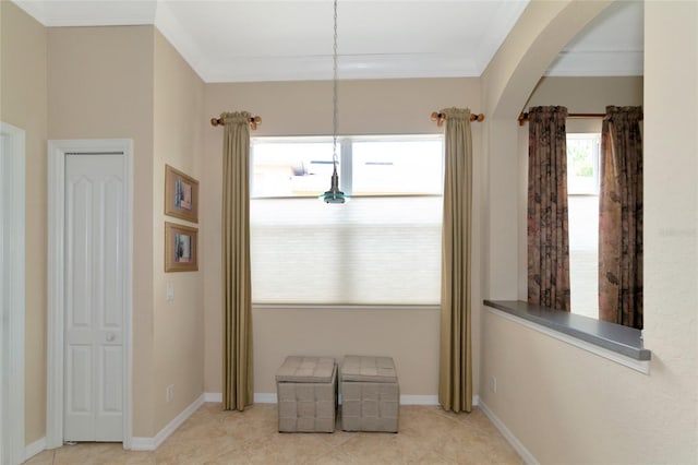 sitting room with light tile floors