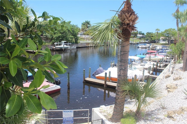 view of dock featuring a water view