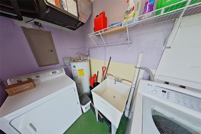 laundry area with sink and water heater