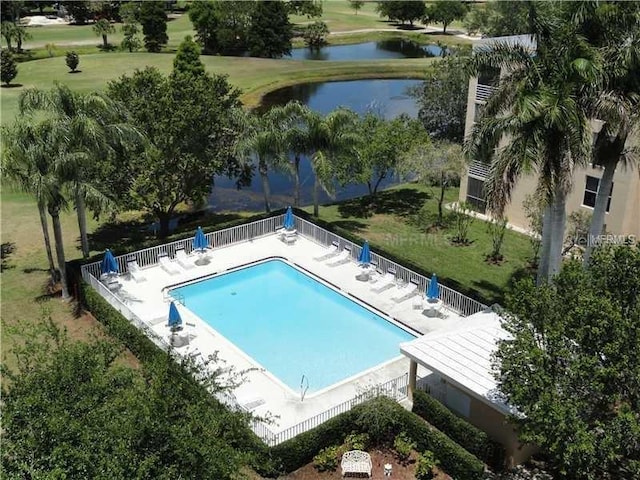 4410 Fairways Blvd Unit 602, Bradenton, FL 34209 - community pool featuring a water view, a patio area, and golf course view