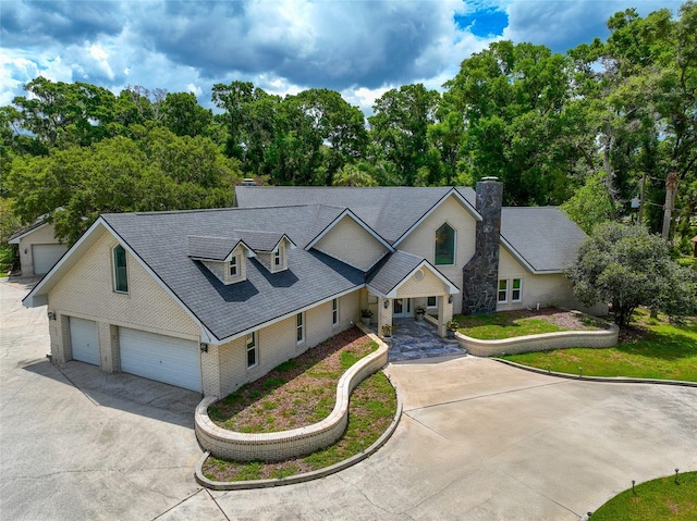 view of front of property with a garage