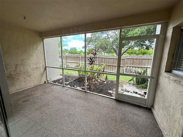 view of unfurnished sunroom