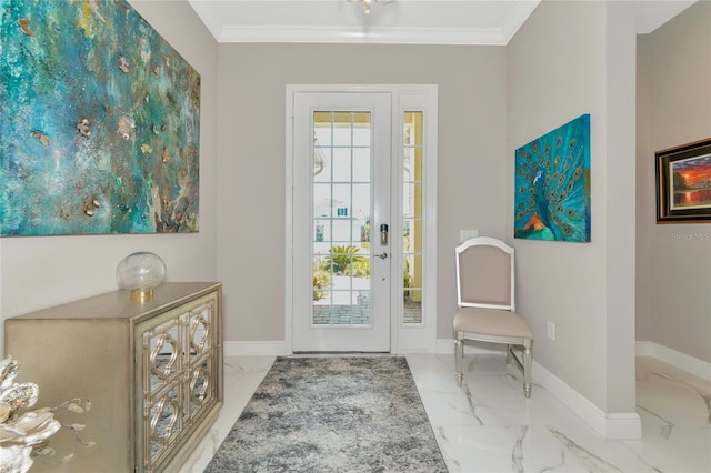 foyer entrance with ornamental molding