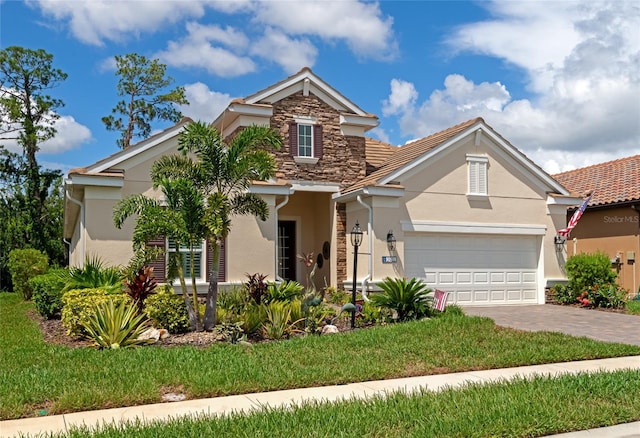 view of front of home with a front lawn