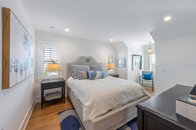 bedroom with light wood-type flooring